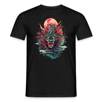 Tokyo Asia 80s Japanese Retro Dragon Dragon - Men's T-Shirt - black - Front - AI Model Male 178 light (178cm)