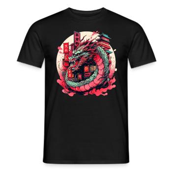 Tokyo Asie 80s Dragon Dragon Rétro Japonais - T-shirt homme - noir - Devant - AI Model Male 178 light (178cm)