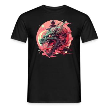 Tokyo Asie 80s Dragon Dragon Rétro Japonais - T-shirt homme - noir - Devant - AI Model Male 178 light (178cm)