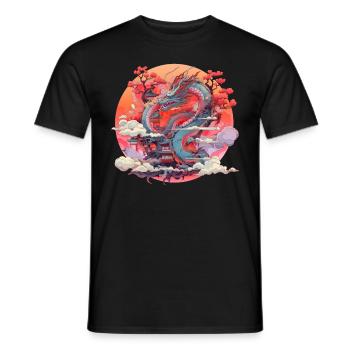 Tokyo Asie 80s Dragon Dragon Rétro Japonais - T-shirt homme - noir - Devant - AI Model Male 178 light (178cm)