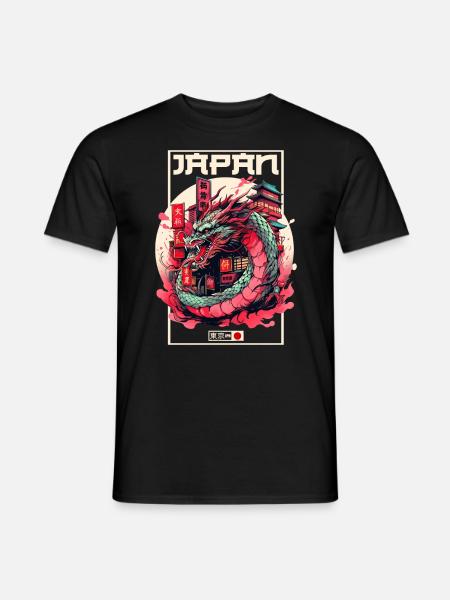 Tokyo Asia 80s Japanese Retro Dragon Dragon - Men's T-Shirt - black