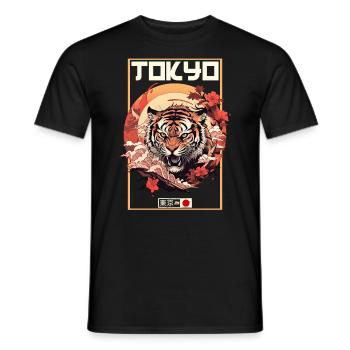 Tokyo Asie 80s Rétro Tiger Japonais - T-shirt homme - noir - Devant - AI Model Male 178 light (178cm)