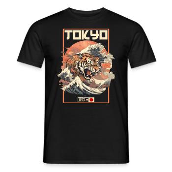 Tokyo Asie 80s Rétro Tiger Japonais - T-shirt homme - noir - Devant - AI Model Male 178 light (178cm)