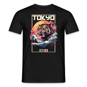 Tokyo Asie 80s Rétro Tiger Japonais - T-shirt homme - noir - Devant - AI Model Male 178 light (178cm)