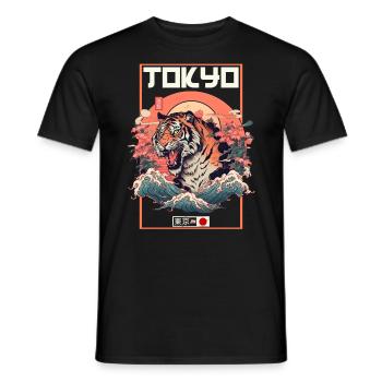 Tokyo Asie 80s Rétro Tiger Japonais - T-shirt homme - noir - Devant - AI Model Male 178 light (178cm)