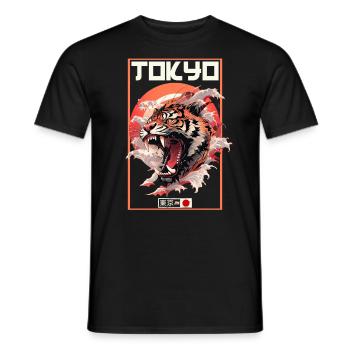 Tokyo Asie 80s Rétro Tiger Japonais - T-shirt homme - noir - Devant - AI Model Male 178 light (178cm)