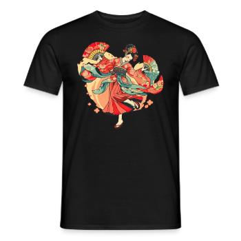 Tokyo Asia 80s Japanese Retro Geishas Geisha - Men's T-Shirt - black - Front - AI Model Male 178 light (178cm)