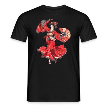 Tokyo Asia 80s Japanese Retro Geishas Geisha - Men's T-Shirt - black - Front - AI Model Male 178 light (178cm)