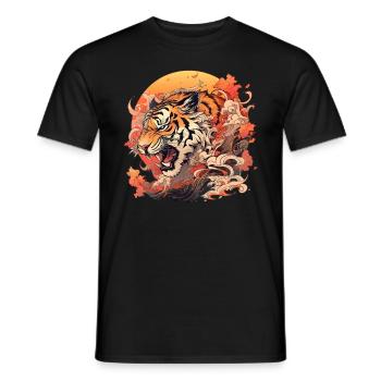 Tokyo Asie 80s Rétro Tiger Japonais - T-shirt homme - noir - Devant - AI Model Male 178 light (178cm)