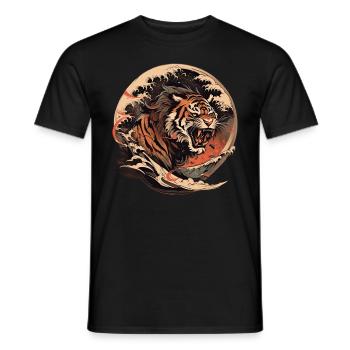 Tokyo Asie 80s Rétro Tiger Japonais - T-shirt homme - noir - Devant - AI Model Male 178 light (178cm)