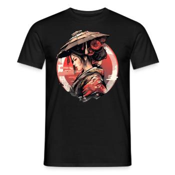 Asia 80s Japanese Retro Samurai Samurai - Men's T-Shirt - black - Front - AI Model Male 178 light (178cm)