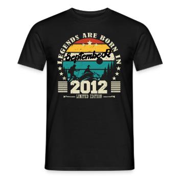 September 2012. Birthday gift September 2012 - Men's T-Shirt - black - Front - AI Model Male 178 light (178cm)