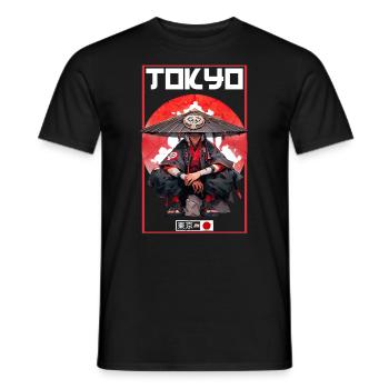 Asia 80s Japanese Retro Samurai Samurai - Men's T-Shirt - black - Front - AI Model Male 178 light (178cm)