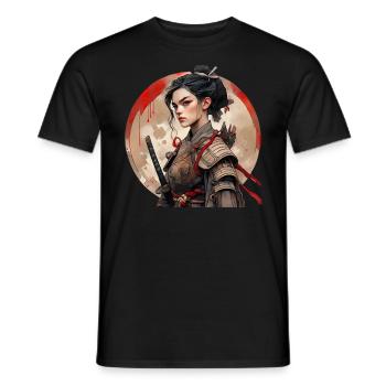 Asia 80s Japanese Retro Samurai Samurai - Men's T-Shirt - black - Front - AI Model Male 178 light (178cm)
