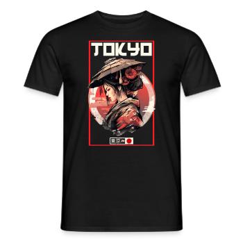 Asia 80s Japanese Retro Samurai Samurai - Men's T-Shirt - black - Front - AI Model Male 178 light (178cm)
