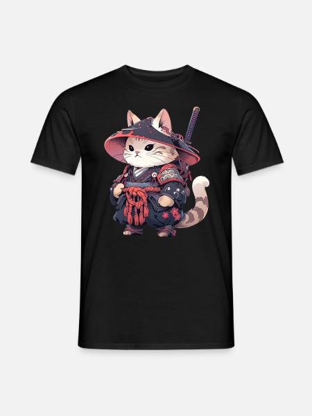 Asia Cat Japanese Samurai Samurai - Men's T-Shirt - black