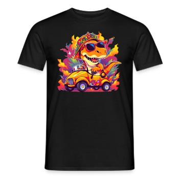T-Rex conduit un camion monstre - T-shirt homme - noir - Devant - AI Model Male 178 light (178cm)