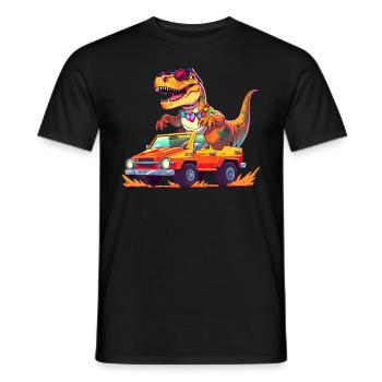 T-Rex conduit un camion monstre - T-shirt homme - noir - Devant - AI Model Male 178 light (178cm)