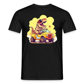 T-Rex conduit un camion monstre - T-shirt homme - noir - Devant - AI Model Male 178 light (178cm)