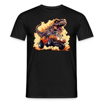 T-Rex conduit un camion monstre - T-shirt homme - noir - Devant - AI Model Male 178 light (178cm)