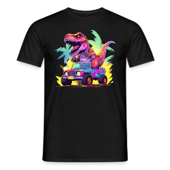 T-Rex conduit un camion monstre - T-shirt homme - noir - Devant - AI Model Male 178 light (178cm)