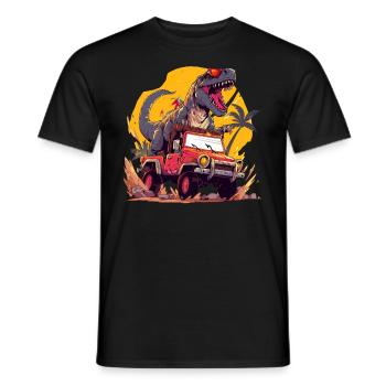 T-Rex conduit un camion monstre - T-shirt homme - noir - Devant - AI Model Male 178 light (178cm)