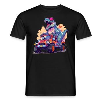T-Rex conduit un camion monstre - T-shirt homme - noir - Devant - AI Model Male 178 light (178cm)