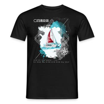 Catamaran-Boot Segelboot Segeln Segler - Männer T-Shirt - Schwarz - Vorne - AI Model Male 178 light (178cm)