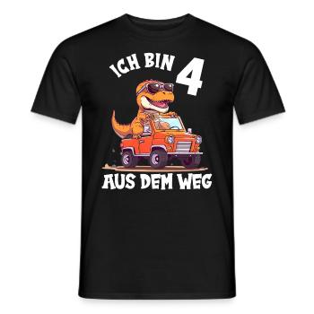 T-Rex fährt Monster Truck Ich bin 4. Geburtstag - Männer T-Shirt - Schwarz - Vorne - AI Model Male 178 light (178cm)