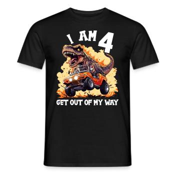 T-Rex Drives Monster Truck I'm 4th Birthday - Men's T-Shirt - black - Front - AI Model Male 178 light (178cm)