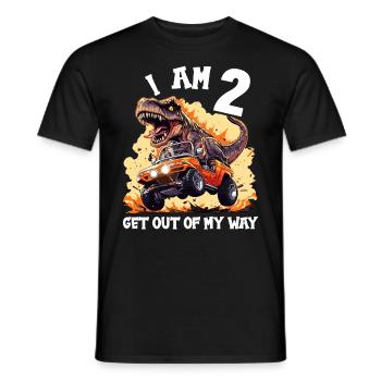 T-Rex Drives Monster Truck I'm 2nd Birthday - Men's T-Shirt - black - Front - AI Model Male 178 light (178cm)