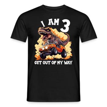 T-Rex conduit un camion monstre J’ai 3ème anniversaire - T-shirt homme - noir - Devant - AI Model Male 178 light (178cm)