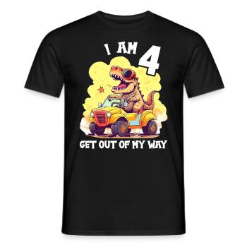T-Rex Drives Monster Truck I'm 4th Birthday - Men's T-Shirt - black - Front - AI Model Male 178 light (178cm)