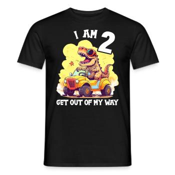 T-Rex Drives Monster Truck I'm 2nd Birthday - Men's T-Shirt - black - Front - AI Model Male 178 light (178cm)