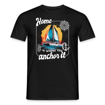 Catamaran voilier voilier voile saillier yacht ancre - T-shirt homme - noir - Devant - AI Model Male 178 light (178cm)