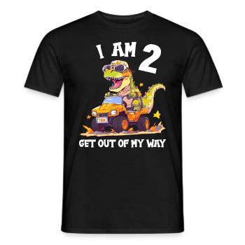 T-Rex Drives Monster Truck I'm 2nd Birthday - Men's T-Shirt - black - Front - AI Model Male 178 light (178cm)