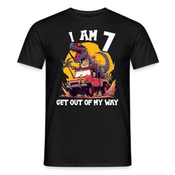 T-Rex conduit un camion monstre J’ai 7e anniversaire - T-shirt homme - noir - Devant - AI Model Male 178 light (178cm)
