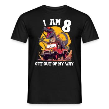 T-Rex conduit un camion monstre J’ai 8e anniversaire - T-shirt homme - noir - Devant - AI Model Male 178 light (178cm)