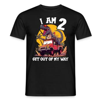 T-Rex Drives Monster Truck I'm 2nd Birthday - Men's T-Shirt - black - Front - AI Model Male 178 light (178cm)