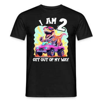 T-Rex Drives Monster Truck I'm 2nd Birthday - Men's T-Shirt - black - Front - AI Model Male 178 light (178cm)