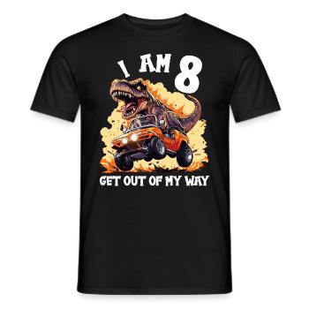 T-Rex conduit un camion monstre J’ai 8e anniversaire - T-shirt homme - noir - Devant - AI Model Male 178 light (178cm)