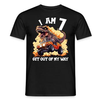 T-Rex conduit un camion monstre J’ai 7e anniversaire - T-shirt homme - noir - Devant - AI Model Male 178 light (178cm)