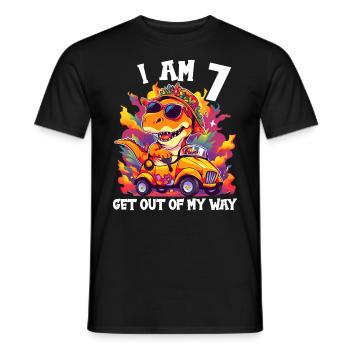 T-Rex conduit un camion monstre J’ai 7e anniversaire - T-shirt homme - noir - Devant - AI Model Male 178 light (178cm)