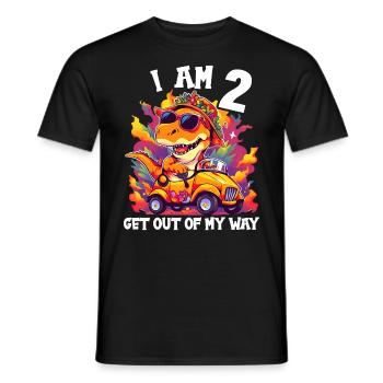 T-Rex Drives Monster Truck I'm 2nd Birthday - Men's T-Shirt - black - Front - AI Model Male 178 light (178cm)