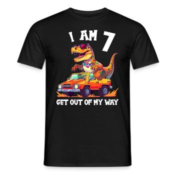 T-Rex conduit un camion monstre J’ai 7e anniversaire - T-shirt homme - noir - Devant - AI Model Male 178 light (178cm)