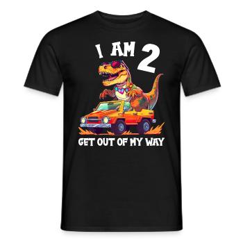 T-Rex Drives Monster Truck I'm 2nd Birthday - Men's T-Shirt - black - Front - AI Model Male 178 light (178cm)