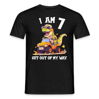 T-Rex conduit un camion monstre J’ai 7e anniversaire - T-shirt homme - noir - Devant - AI Model Male 178 light (178cm)
