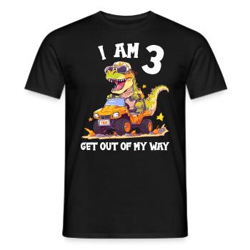 T-Rex conduit un camion monstre J’ai 3ème anniversaire - T-shirt homme - noir - Devant - AI Model Male 178 light (178cm)