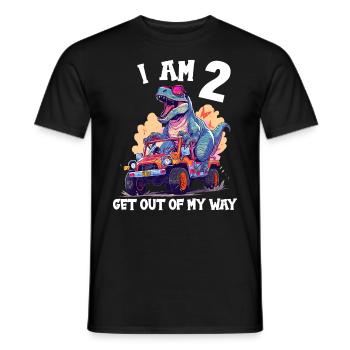 T-Rex Drives Monster Truck I'm 2nd Birthday - Men's T-Shirt - black - Front - AI Model Male 178 light (178cm)