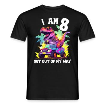 T-Rex conduit un camion monstre J’ai 8e anniversaire - T-shirt homme - noir - Devant - AI Model Male 178 light (178cm)
